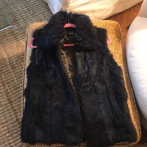 Surell rabbit fur navy vest